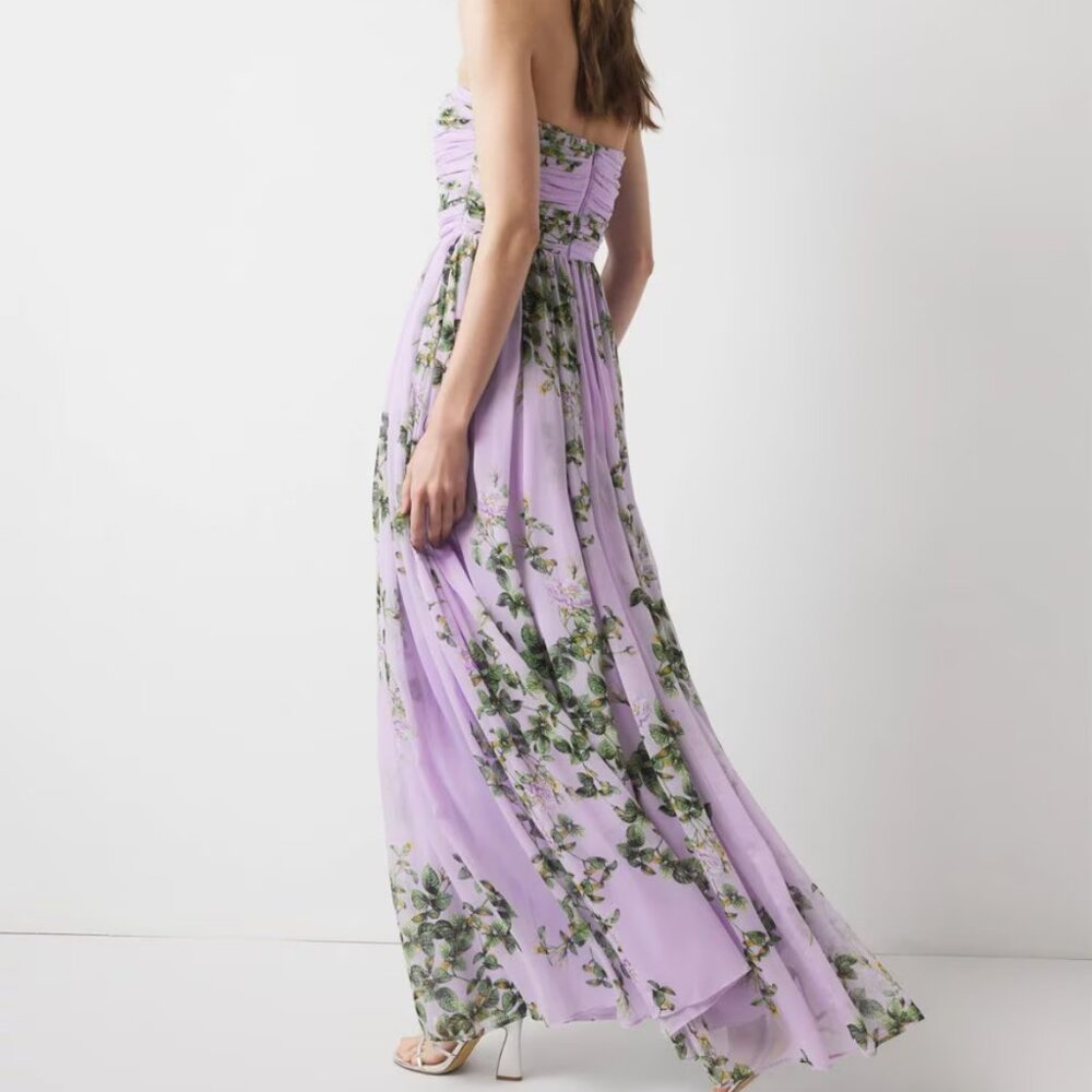 nwt WHITE HOUSE BLACK MARKET floral strapless chiffon maxi dress - Picture 2 of 3